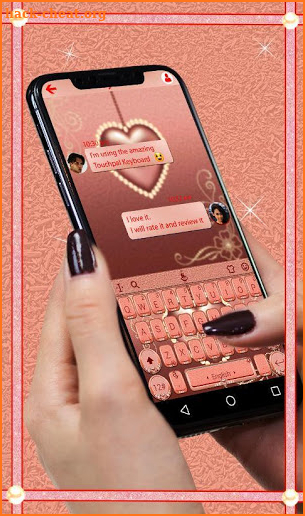 Rose Gold Heart Keyboard Theme screenshot