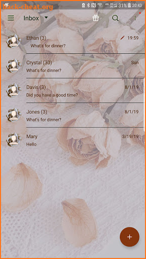 Rose messenger skin for Next SMS screenshot