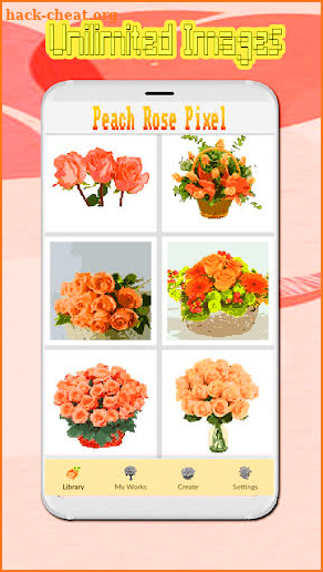 Rose Peach Coral Flowers Color By Number:PixelArt screenshot
