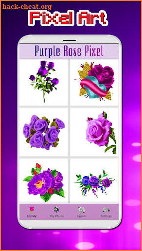 Rose Purple Flowers Color By Number:PixelArt screenshot