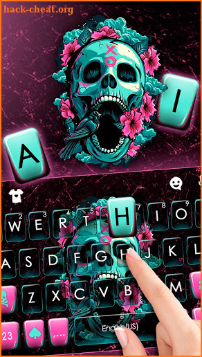 Roses Floral Skull Keyboard Theme screenshot