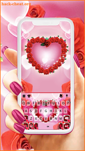 Rosy Hearts Keyboard Background screenshot