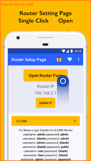 Router Setup Page screenshot