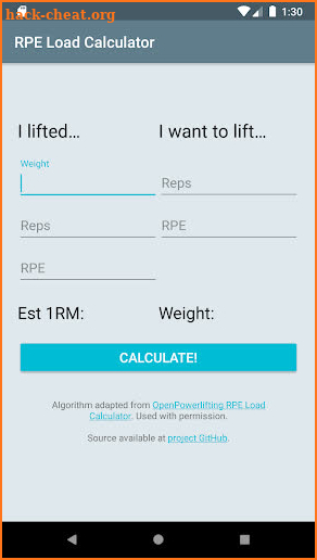 RPE Load Calculator screenshot