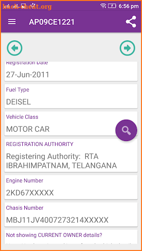 RTO Vahan Vehicle Registration Details screenshot