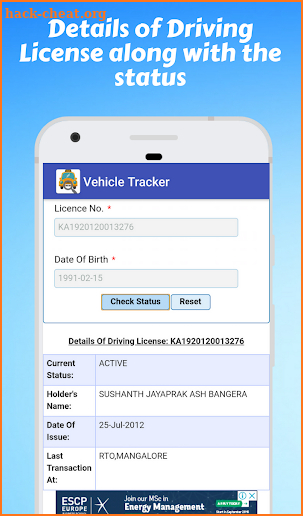 RTO Vehicle Information & RTO Registration details screenshot