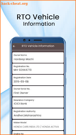 RTO Vehicle Information App screenshot