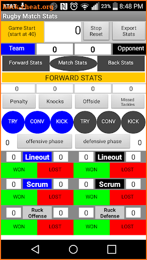Rugby Match Stats screenshot