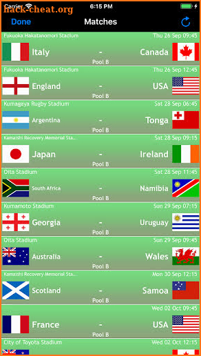 Rugby World App Japan 2019: News Teams Cup Results screenshot