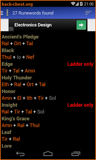 Runeword finder for Diablo II screenshot