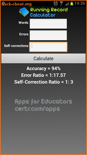 Running Record Calculator screenshot