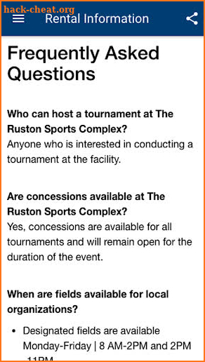 Ruston Sports Complex App screenshot