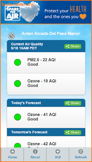 Sacramento Region Air Quality screenshot