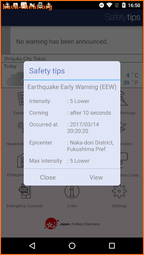 Safety tips screenshot