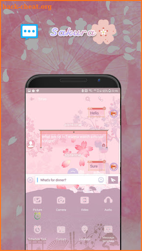 Sakura and wind chimes skin for Next SMS screenshot