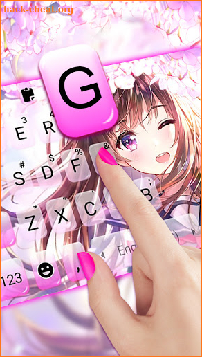 Sakura Anime Girl Keyboard Background screenshot