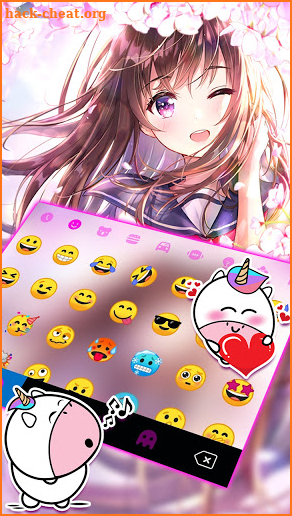 Sakura Anime Girl Keyboard Background screenshot