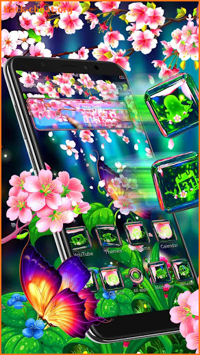 Sakura Glass Tech 3D Theme screenshot