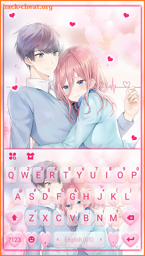 Sakura Love Hug Keyboard Background screenshot