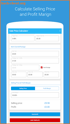 Sale Price: eBay Selling Price & Profit Calculator screenshot