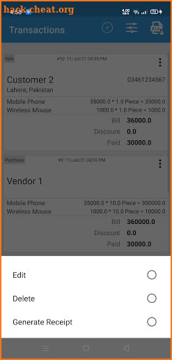Sales Book screenshot