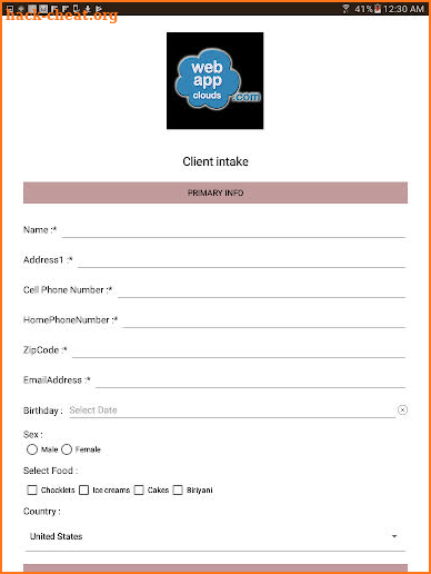 SalonCloudsPlus Intake Form screenshot