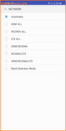 Samsung Band Selection screenshot