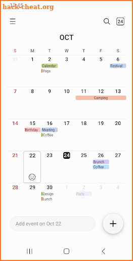 Samsung Calendar screenshot