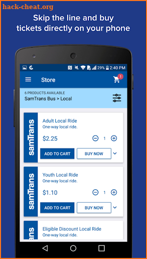 SamTrans Mobile App screenshot