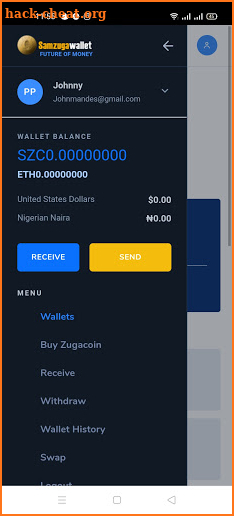 Samzuga wallet screenshot