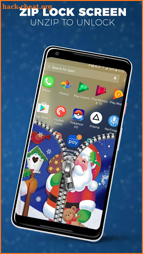 Santa Claus Zipper Lock Screen, Christmas Zip Lock screenshot
