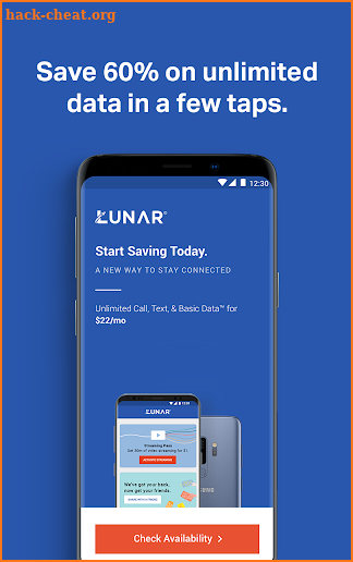 Save 60% on Unlimited Data - Lunar Wireless screenshot