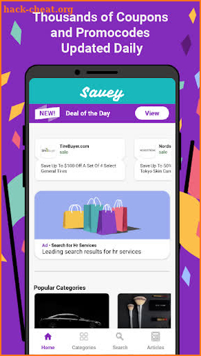 Savey: Deals Coupons Promo Codes Home Screen App screenshot