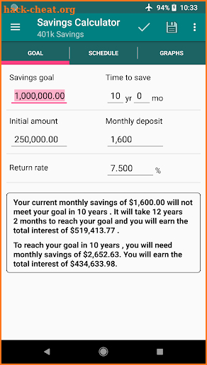 Savings Calculator screenshot