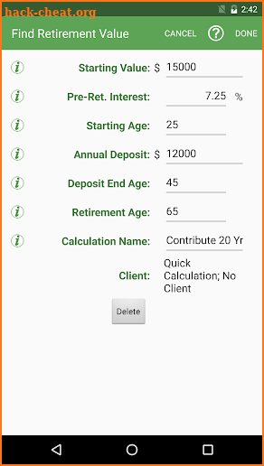 Savings Estimator screenshot