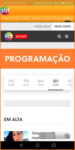 SBT Sistema brasileiro de Televisão screenshot