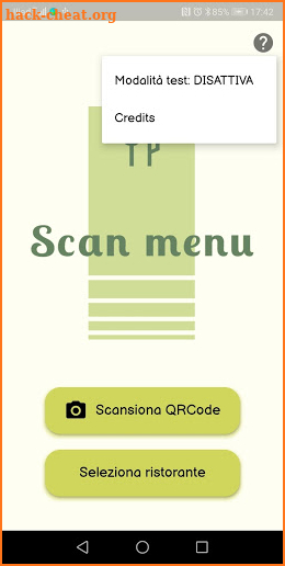 Scan menu screenshot