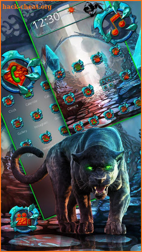 Scary Black Neon Panther Theme screenshot