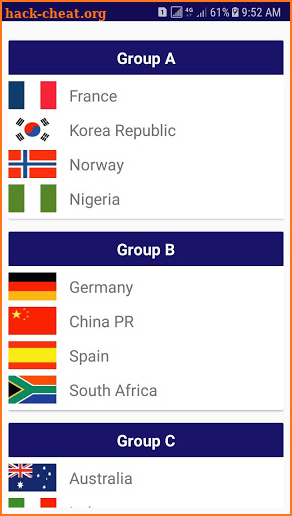 Schedule for Football Women World Cup 2019 screenshot