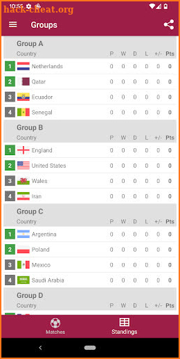 Schedule for World Cup 2022 screenshot