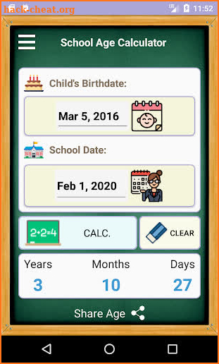School Age Calculator App 2020 screenshot