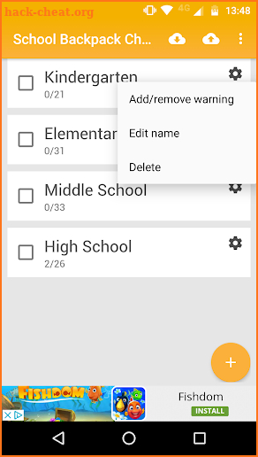 School Backpack Checklist screenshot
