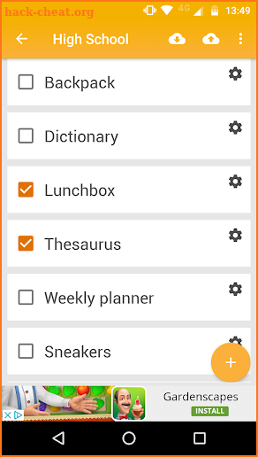 School Backpack Checklist screenshot