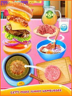 School Lunch Food - Burger, Popcorn Chicken & Milk screenshot