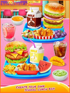 School Lunch Food - Burger, Popcorn Chicken & Milk screenshot