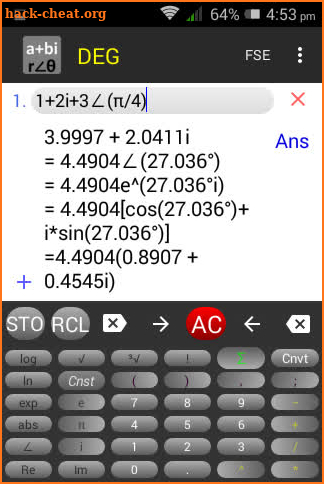 Scientific Calculator with Complex Numbers screenshot