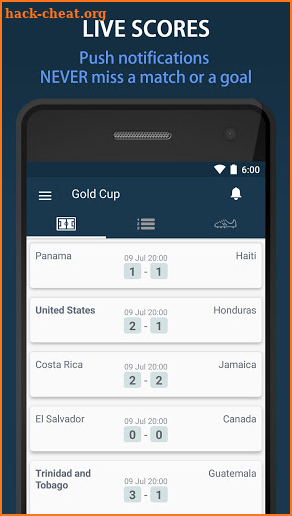 Scores for Gold Cup 2019 - Concacaf Football Live screenshot