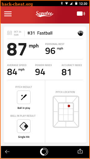 SCOUTEE Baseball Radar Gun screenshot