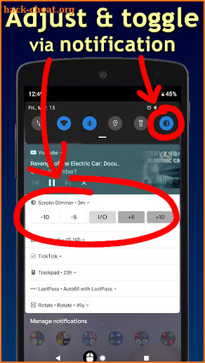Screen Dimmer (dims notifications too) screenshot