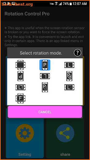 Screen rotation control pro screenshot